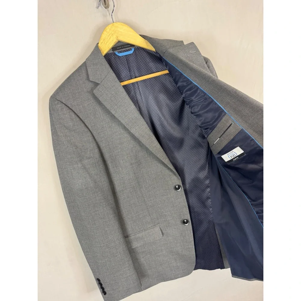 Van Heusen Mens Cool Flex Slim Fit‎ Blazer Gray Sport Coat 40L Tall